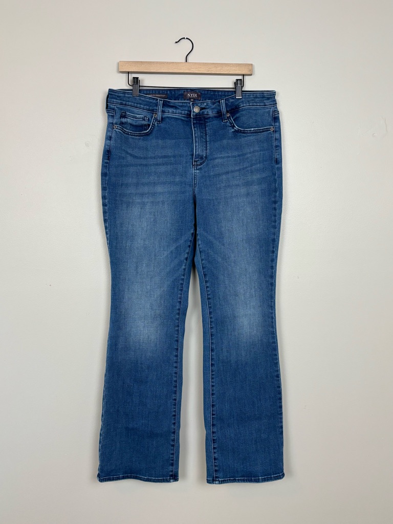 Nydj Jeans Women 14 Blue Barbara Bootcut Stretch High Rise Denim In Cascade Wave